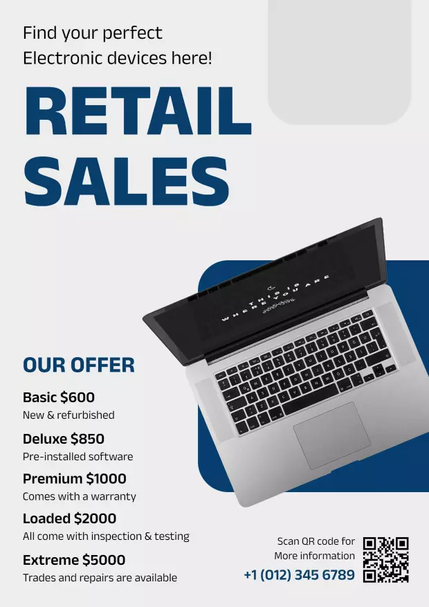 Electronics Retail Sales Promotion A4 Flyer Template