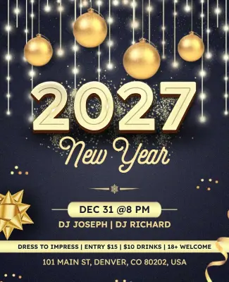 Elegant 2027 New Year Event Flyer Template