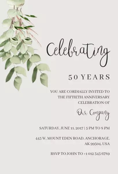 Elegant 50th Anniversary Celebration Invitation Template