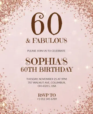 Elegant 60 and Fabulous Birthday Flyer Template