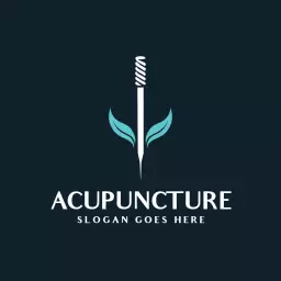 Elegant Acupuncture Needle with Soothing Leaf Design Logo Template