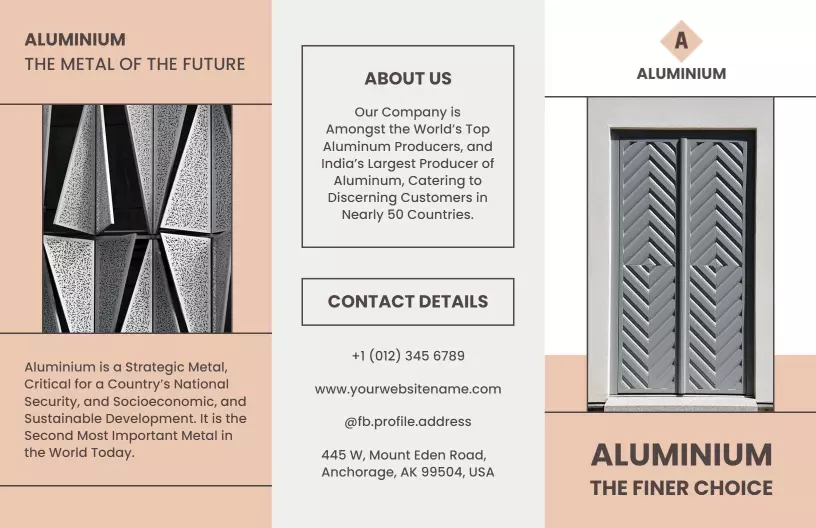 Elegant Aluminium Industry Overview and Services Tri Fold Brochure Template