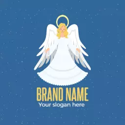 Elegant Angel Design on Blue Background for Business Logo Template