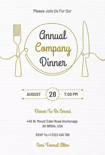 Elegant Annual Company Dinner Celebration Invitation Template