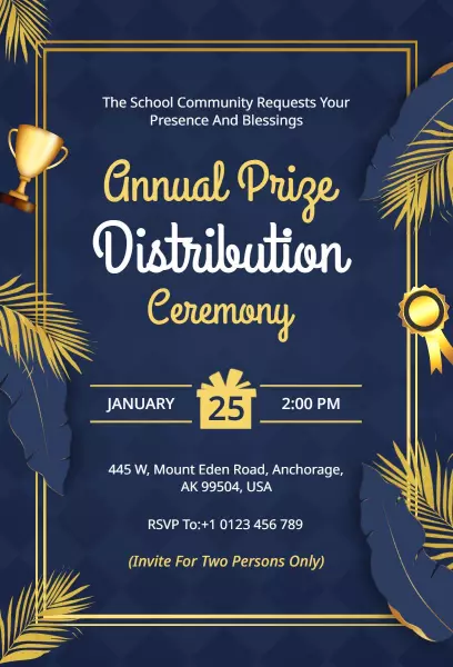 Elegant Annual Prize Distribution Ceremony Invitation Template