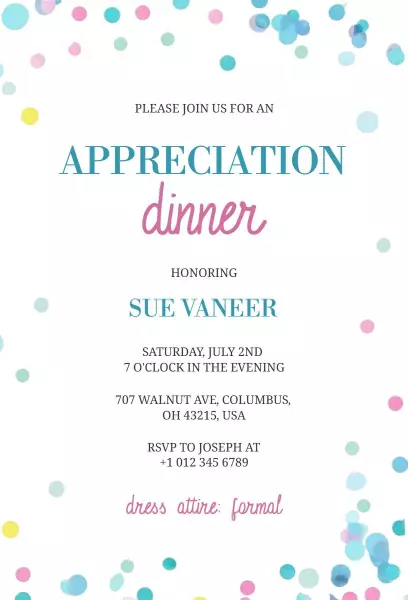 Elegant Appreciation Dinner Celebration Invitation Template