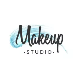 Elegant Aqua Brush Stroke Evoking Quality Makeup Studio Logo Template