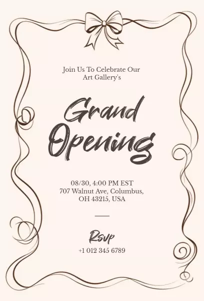 Elegant Art Gallery Grand Opening Celebration Invitation Template