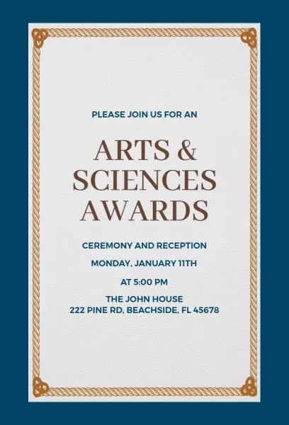 Elegant Arts and Sciences Awards Ceremony Invitation Template