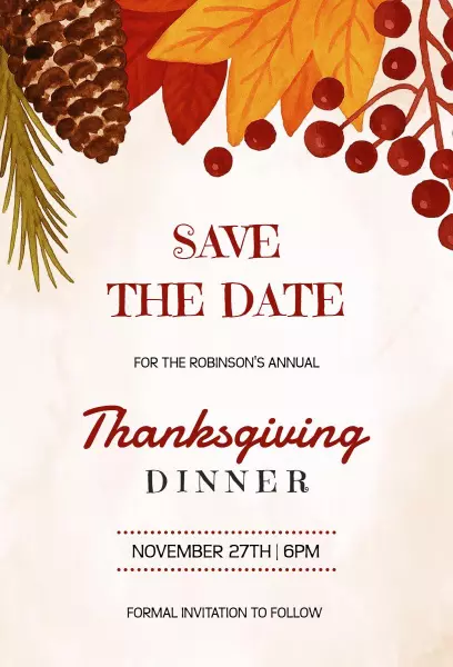 Elegant Autumn Harvest Thanksgiving Dinner Invitation Template
