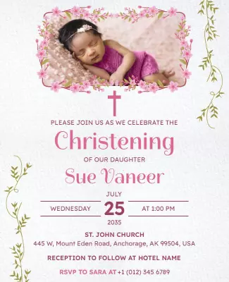 Elegant Baby Christening Invitation Flyer Template