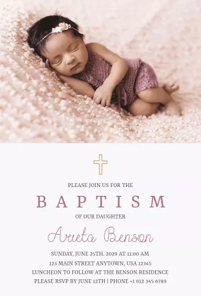 Elegant Baby Girl Baptism Celebration Invitation Template