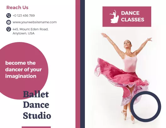 Elegant Ballet Dance Classes Artistic Studio Brochure Template