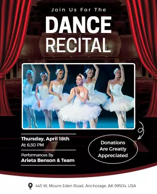 Elegant Ballet Dance Recital Performance Poster Template