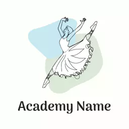Elegant Ballet Dancer in Action Showcasing Dance Academy Logo Template