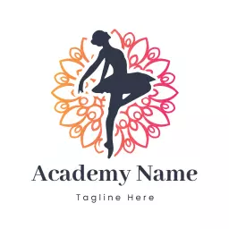 Elegant Ballet Silhouette Dancing Amidst Floral Patterns Logo Template