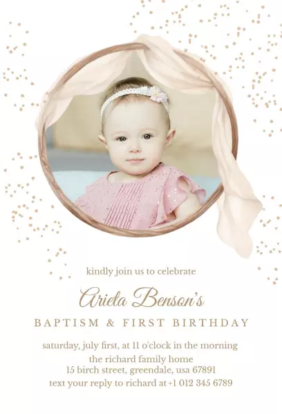 Elegant Baptism and First Birthday Celebration Invitation Template