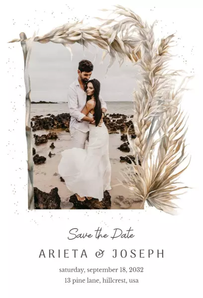 Elegant Beach Wedding Save The Date Invitation Template