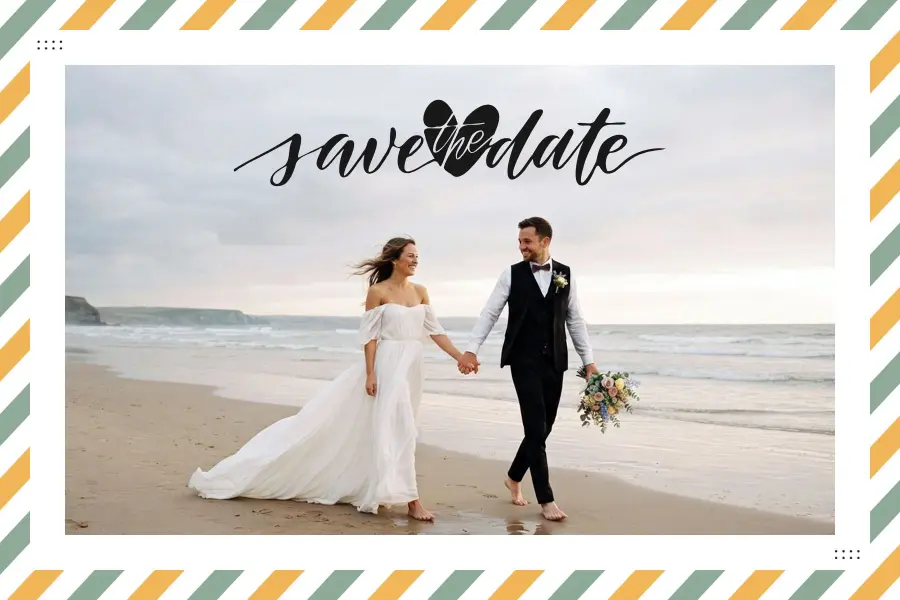 Elegant Beach Wedding Save the Date Postcard Template