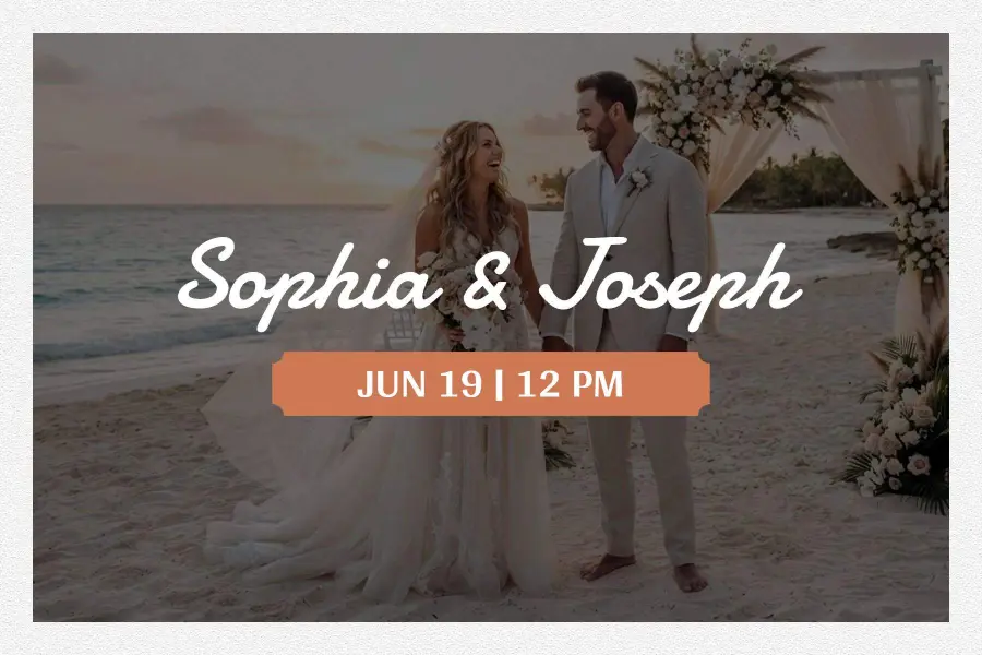 Elegant Beachfront Wedding Postcard Template
