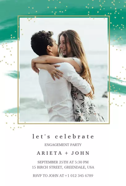 Elegant Beachside Engagement Celebration Invitation Template