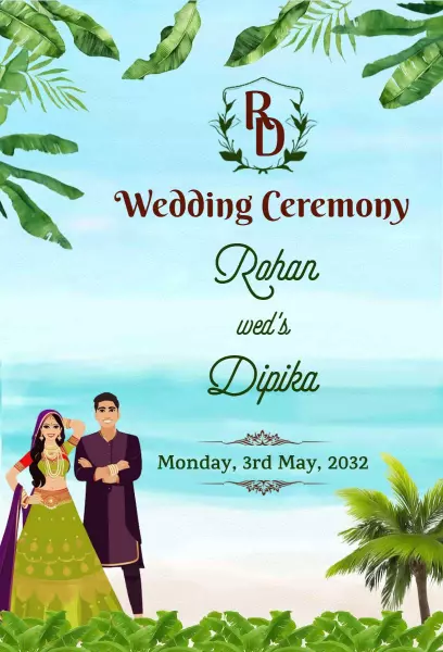 Elegant Beachside Indian Wedding Ceremony Invitation Template