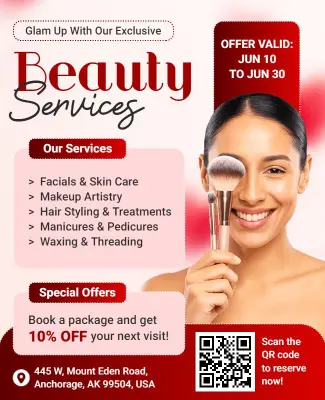 Elegant Beauty Services with Special Offers Flyer Template
