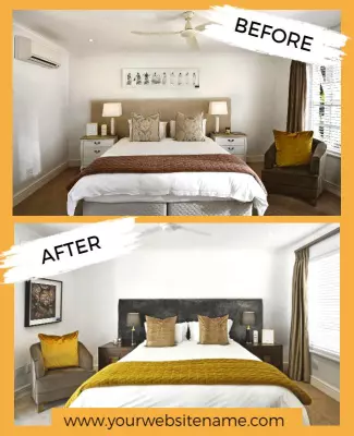 Elegant Before and After Home Interior Transformation Poster Template