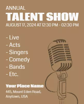 Elegant Beige Annual Talent Show Event Poster Template