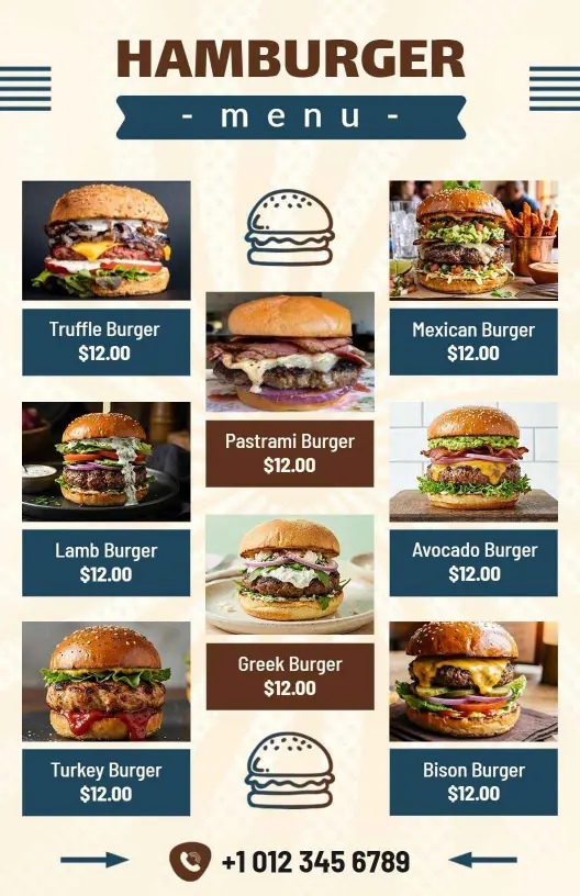 Elegant Beige Background Hamburger Menu Template