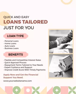 Elegant Beige Financial Loan Services Information Poster Template