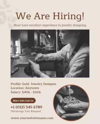 Elegant Beige Jewelry Designer Job Opportunity Poster Template