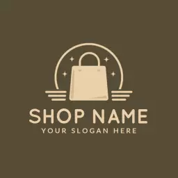 Elegant Beige Paper Bag Design with Stylish Elements Logo Template