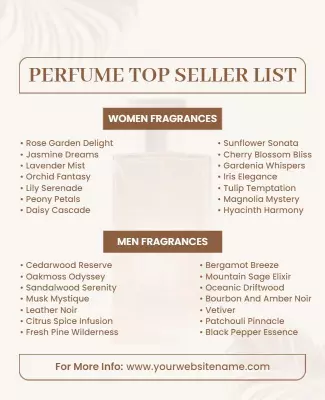 Elegant Beige Perfume Top Seller List Poster Template
