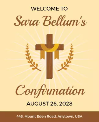 Elegant Beige Religious Confirmation Ceremony Poster Template