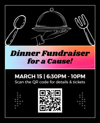 Elegant Black and Colorful Dinner Fundraiser for a Cause Flyer Template