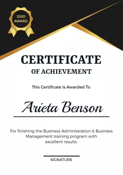 Elegant Black and Gold Achievement Award Certificate Template