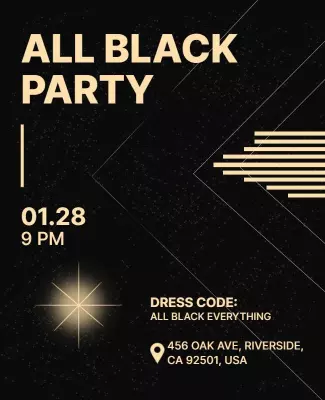 Elegant Black and Gold All Black Party Poster Template