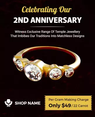 Elegant Black and Gold Anniversary Temple Jewellery Poster Template