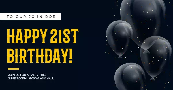 Elegant Black and Gold Balloons for a Birthday Celebration Banner Template