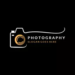 Elegant Black and Gold Camera Design Showcasing Photography Logo Template