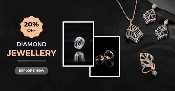 Elegant Black and Gold Diamond Jewellery Sale Facebook Ad Template