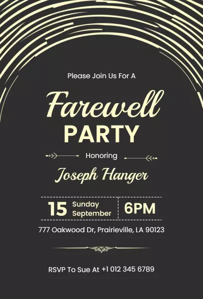 Elegant Black and Gold Farewell Party Invitation Template
