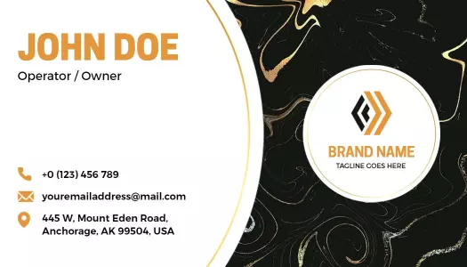 Elegant Black and Gold Granite Texture Business Card Template