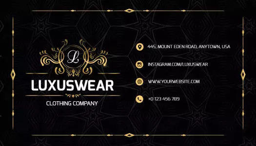 Elegant Black and Gold Luxury Clothing Company Business Card Template