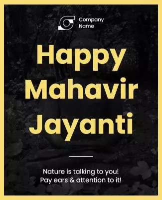 Elegant Black and Gold Mahavir Jayanti Celebration Poster Template