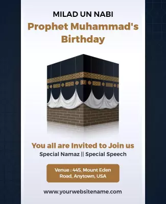 Elegant Black and Gold Milad un Nabi Celebration Poster Template
