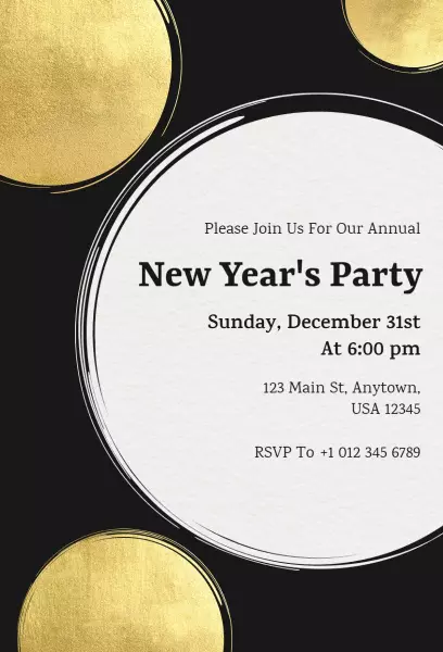 Elegant Black and Gold New Year Celebration Invitation Template