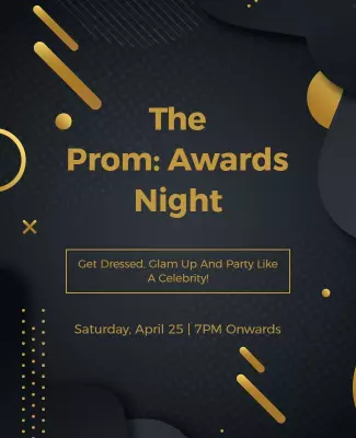 Elegant Black and Gold Prom Awards Night Poster Template