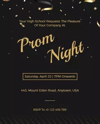 Elegant Black and Gold Prom Night Invitation Poster Template